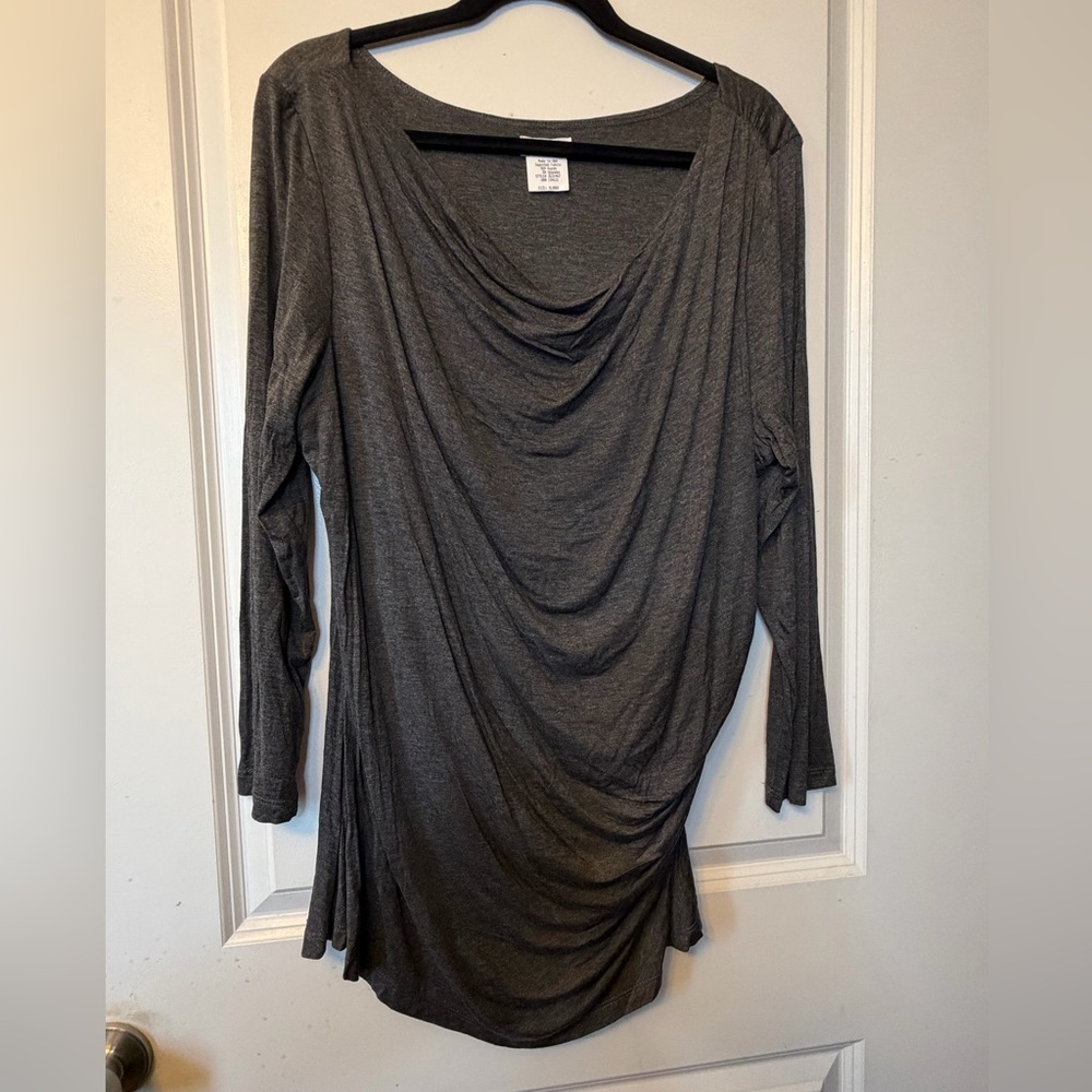 Monroe XL Women’s Gray Draped Cowl Neck Tunic Top